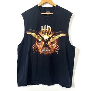 Harley Davidson Sleeveless Muscle Tank Eagle Graphic 2XL Brandt's I-69 Indiana